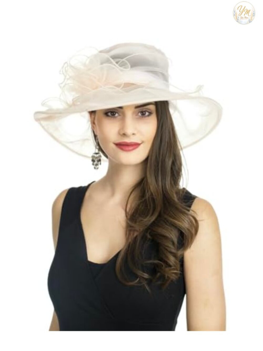 Women's Organza Wide Brim Fascinator Hat Church Wedding Tea Party Sun Hat